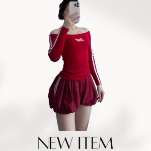 SET ÁO TRỄ VAI QUẦN PHỒNG ĐỎ