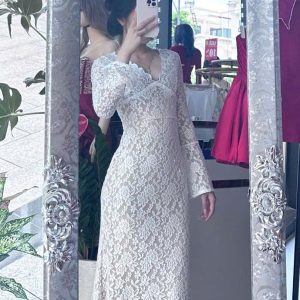 VÁY REN DÀI CỔ V