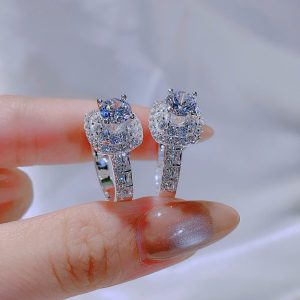 NHẪN BẠC ĐÍNH VIỀN HAI LỚP ĐÁ